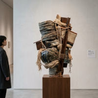 静謐なギャラリー空間に展示された工芸的強度を持つ現代アート作品