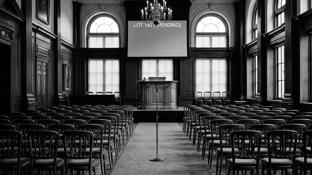 オークションハウスの静寂な空間を切り取ったモノクローム写真
