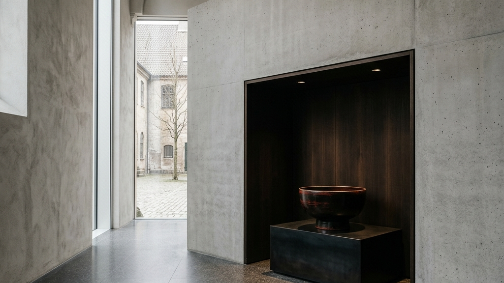 欧州のラグジュアリー空間と日本の工芸品が静かに調和する風景