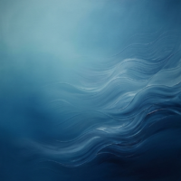 プルシアンブルーと静謐な波のテクスチャが調和した、ミニマリズムの極致を表現したアイキャッチ画像