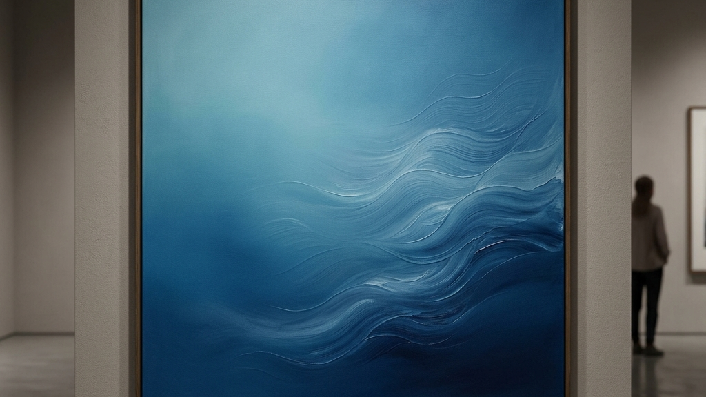 プルシアンブルーと静謐な波のテクスチャが調和した、ミニマリズムの極致を表現したアイキャッチ画像