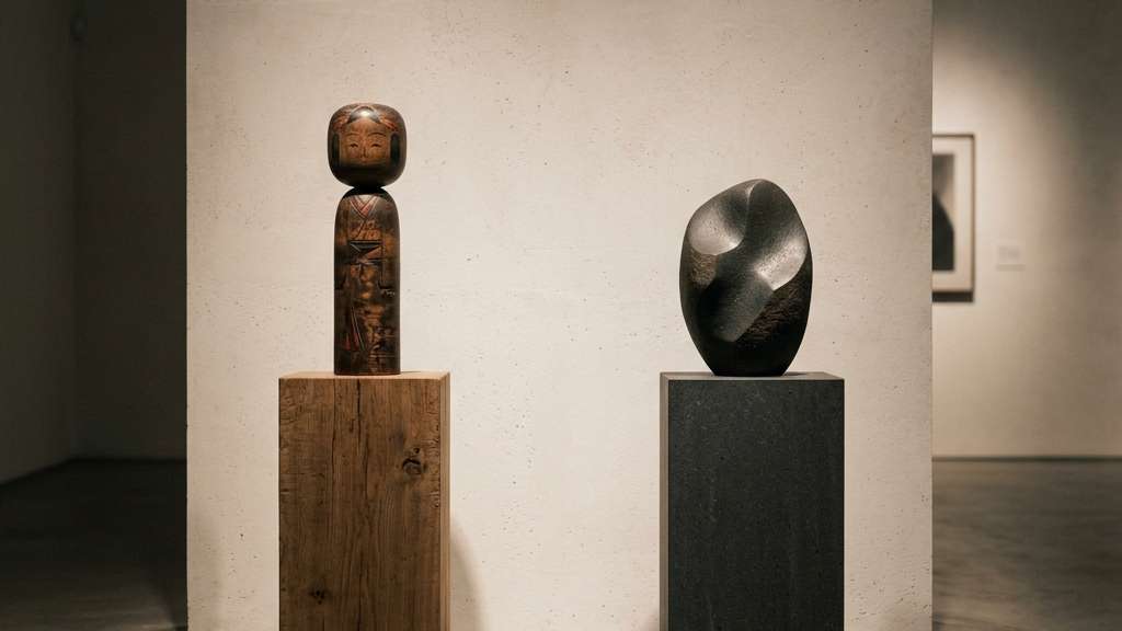 用途の枠を超えた工芸作品と純粋芸術が対峙する、光と影のコントラストが美しい展示空間