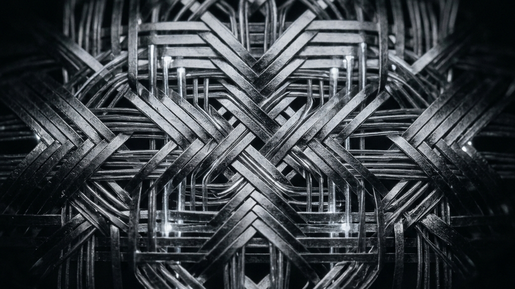 薄くスライスされた箔と発光ダイオード素材が織り込まれたモノクロームのマクロ写真