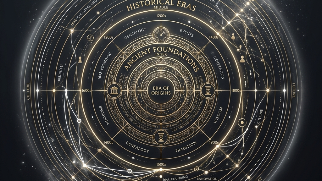 遺産と時間の流れを象徴する、抽象的でハイエンドなデータビジュアライゼーション