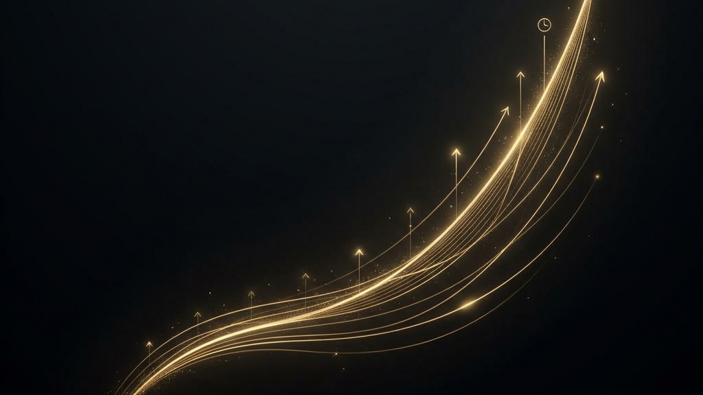 ブランド価値の上昇を暗示させる、黒とわずかな光で構成された静かでミニマルなコンセプチュアルアート