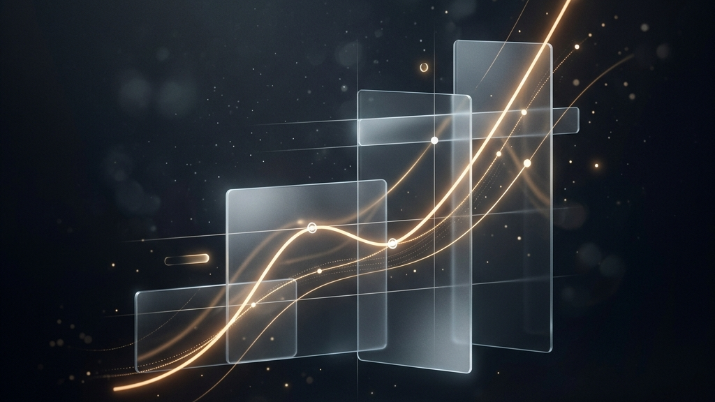 真のラグジュアリーが持つ本質的な価値の上昇局面を示す、静謐な抽象的概念アート