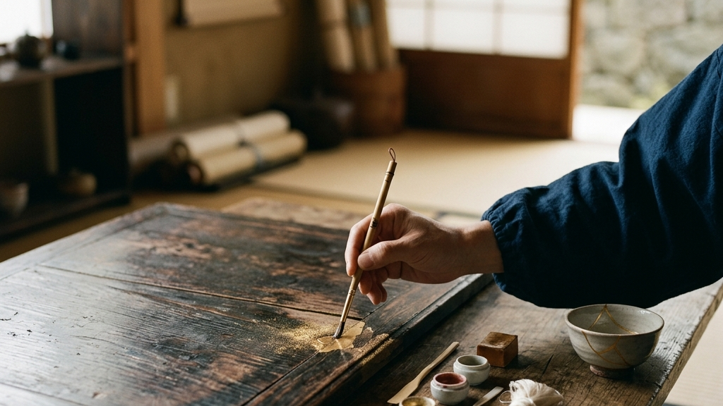 文化財の修復現場を俯瞰する静謐なアイキャッチ画像