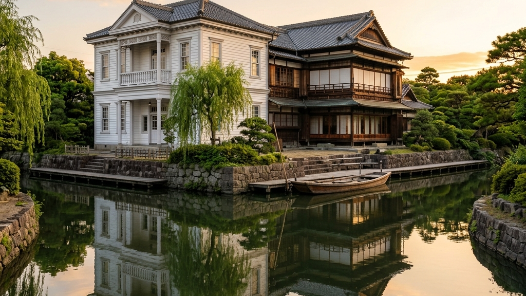 国指定名勝・柳川御花の西洋館と静謐なる水郷の風景