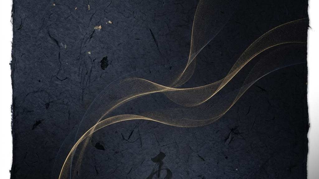 伝統的な和紙の質感と微弱なデジタルの光跡が交差する静謐なアイキャッチ画像