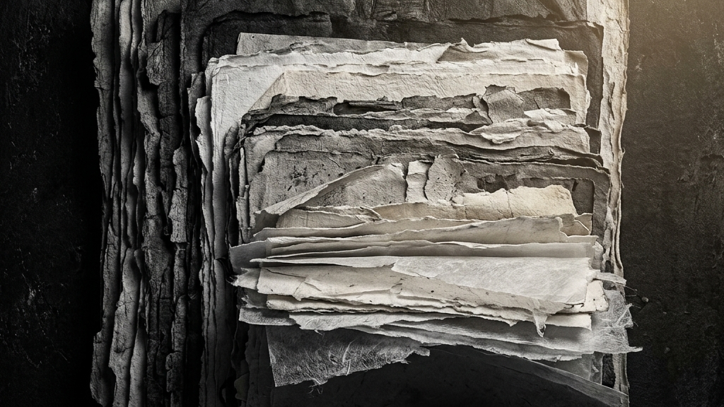 100年の歴史の蓄積と和紙の重層性を表現したモノクロームの極彩色アート