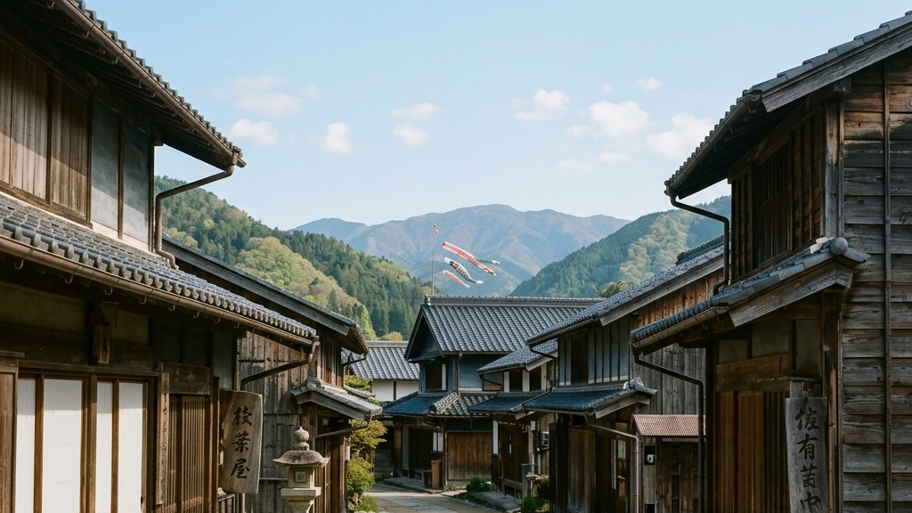 澄んだ空の下に広がる静謐な日本の街並み。郷土の風景に溶け込むミニマルな空間構成