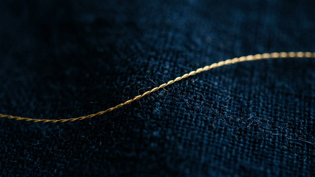 重厚な布の繊維に一筋走る金糸の輝き。永遠の美と遺産を抽象化したミニマリストアート