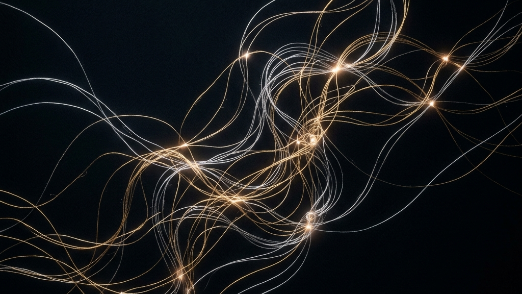 漆黒の闇の中で、人と人とを繋ぐ記憶の糸が発光するコンセプチュアルアート