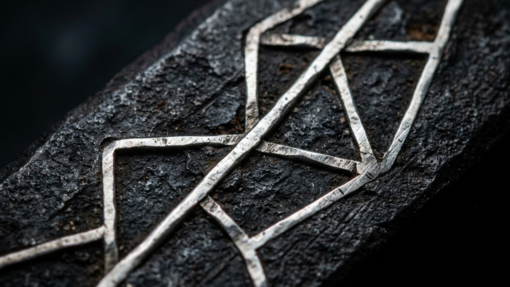 酸化した鉄と純銀の象嵌の接写マクロ撮影による美しさ