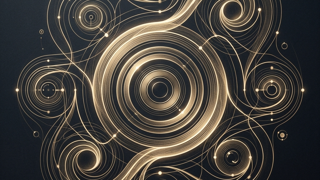 物質的価値から文化的価値への円環的な移行を示すデータ可視化概念図