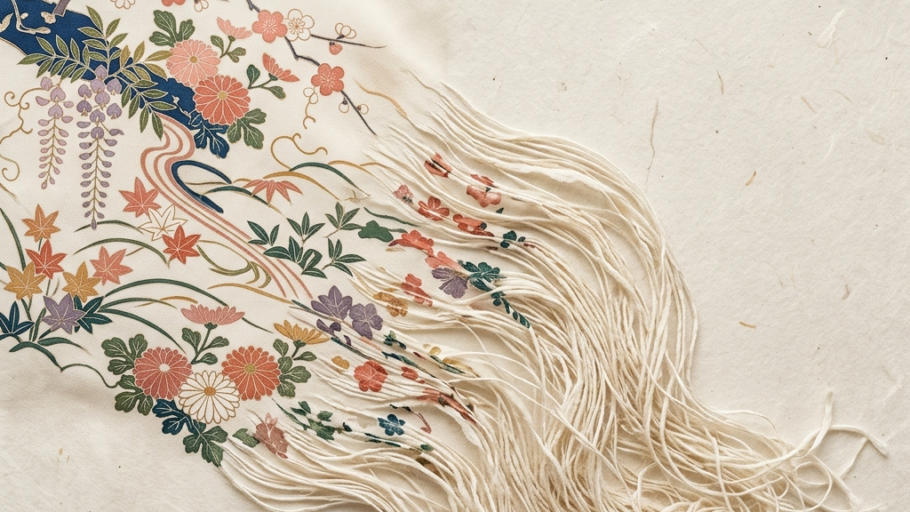 加賀友禅と和紙糸が溶け合うミニマルなテクスチャー