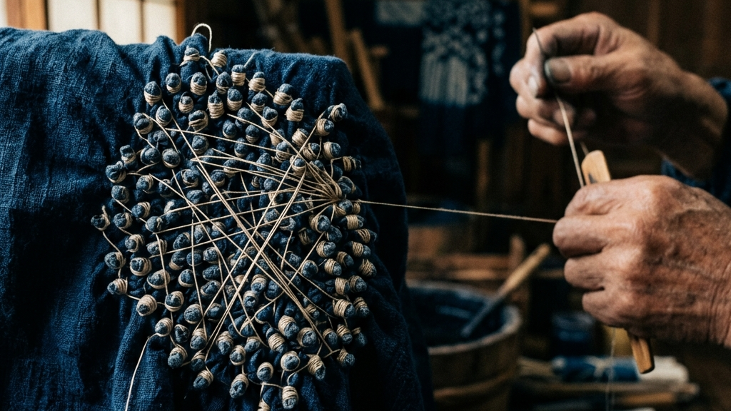 江戸時代初期からの歴史を持つ有松絞りの緻密な文様とその製法