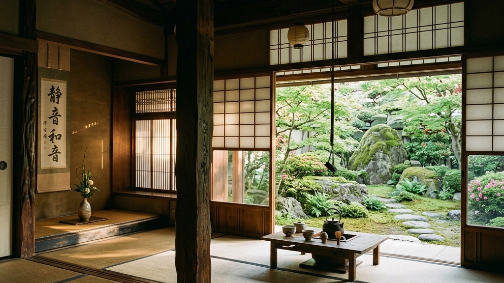 14代将軍徳川家茂が訪問したとされる竹田家の威厳ある茶室と広大な庭園