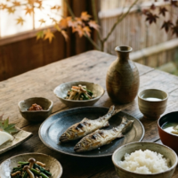 地域の小魚と四季の移ろいを象徴する静謐な食卓の風景