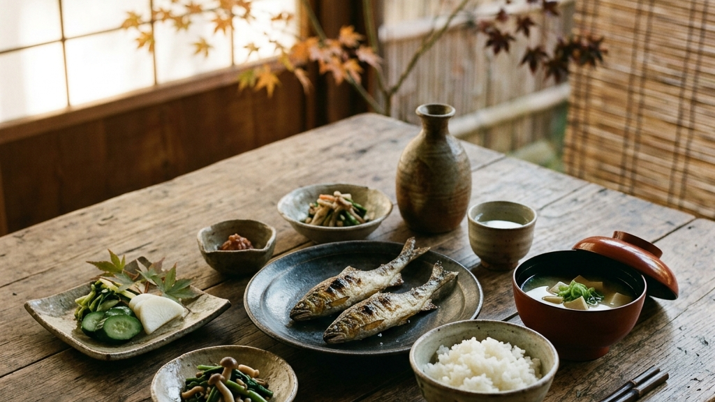 地域の小魚と四季の移ろいを象徴する静謐な食卓の風景