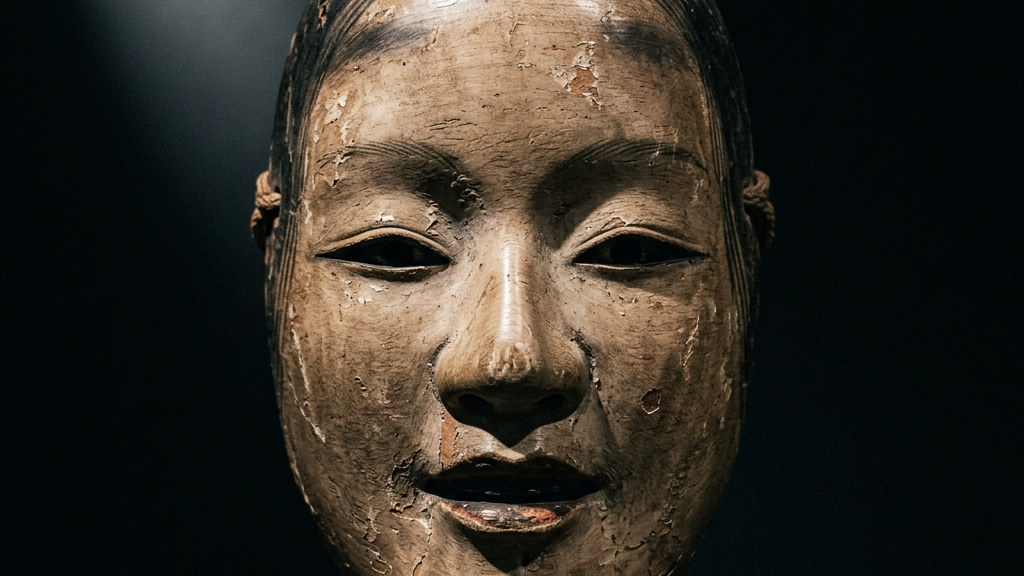 東京国立博物館の静謐な闇の中に浮かび上がる重要文化財の能面が本来の生命を吹き込まれて輝く瞬間