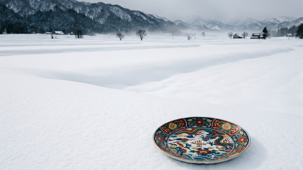 雪に閉ざされた北陸の情景と、そこから生まれる工芸の純粋な色彩の対比